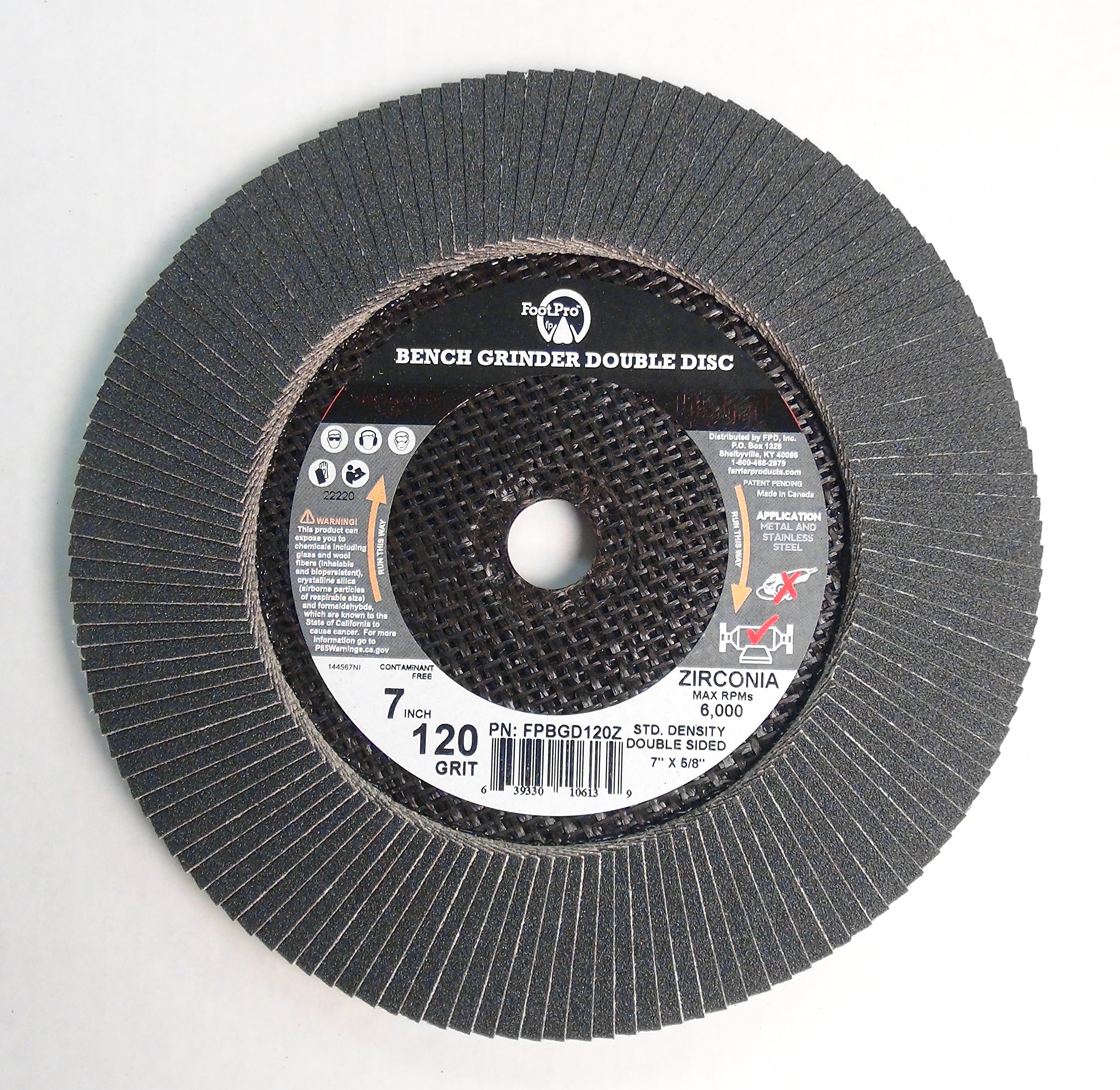 FootPro Bench Grinder Double Disc 120gr. Zirconia