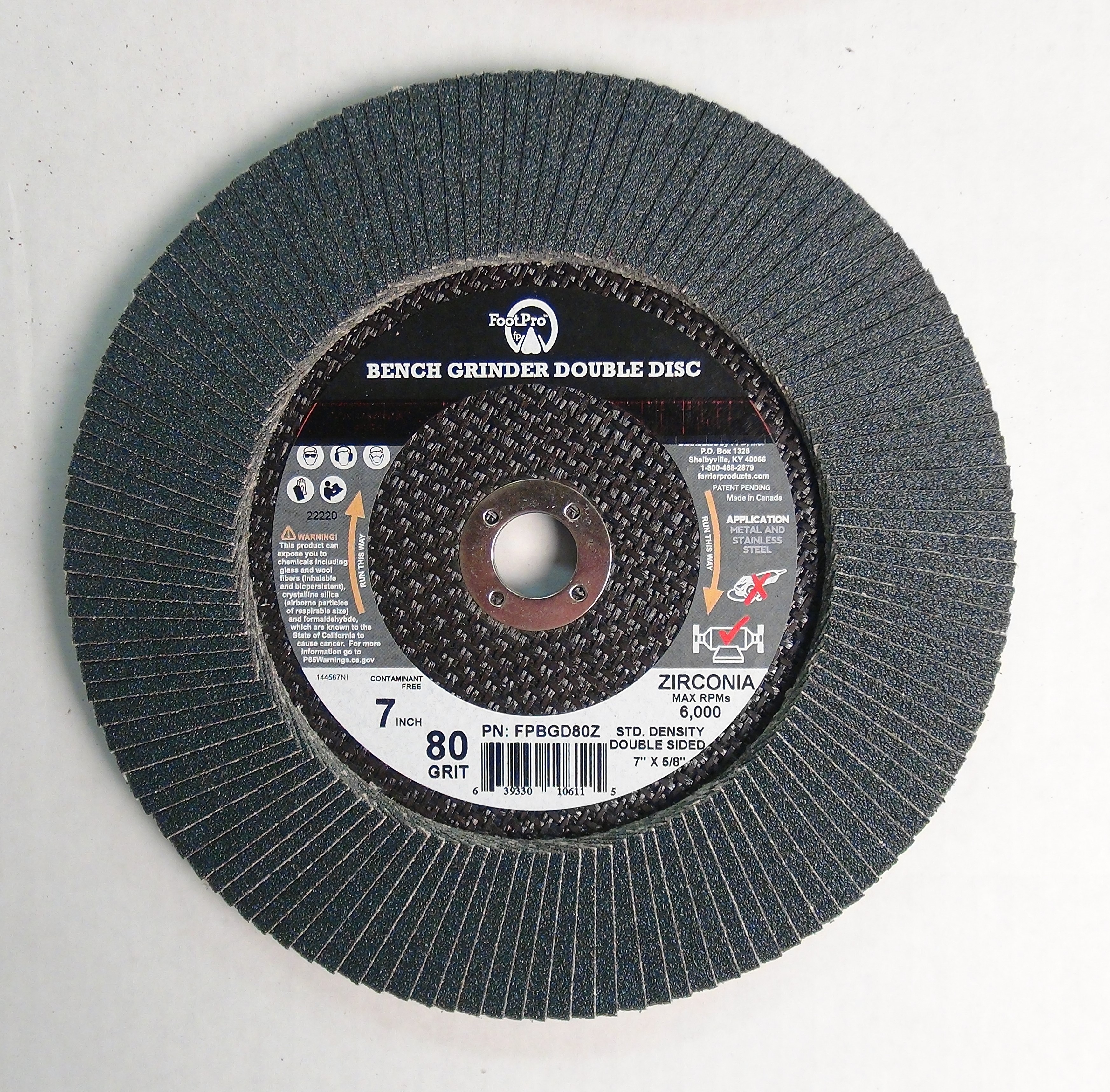 FootPro Bench Grinder Double Disc 80gr. Zirconia