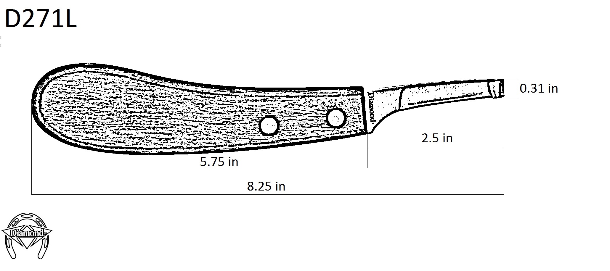 Diamond Left Narrow Blade Hoof Knife