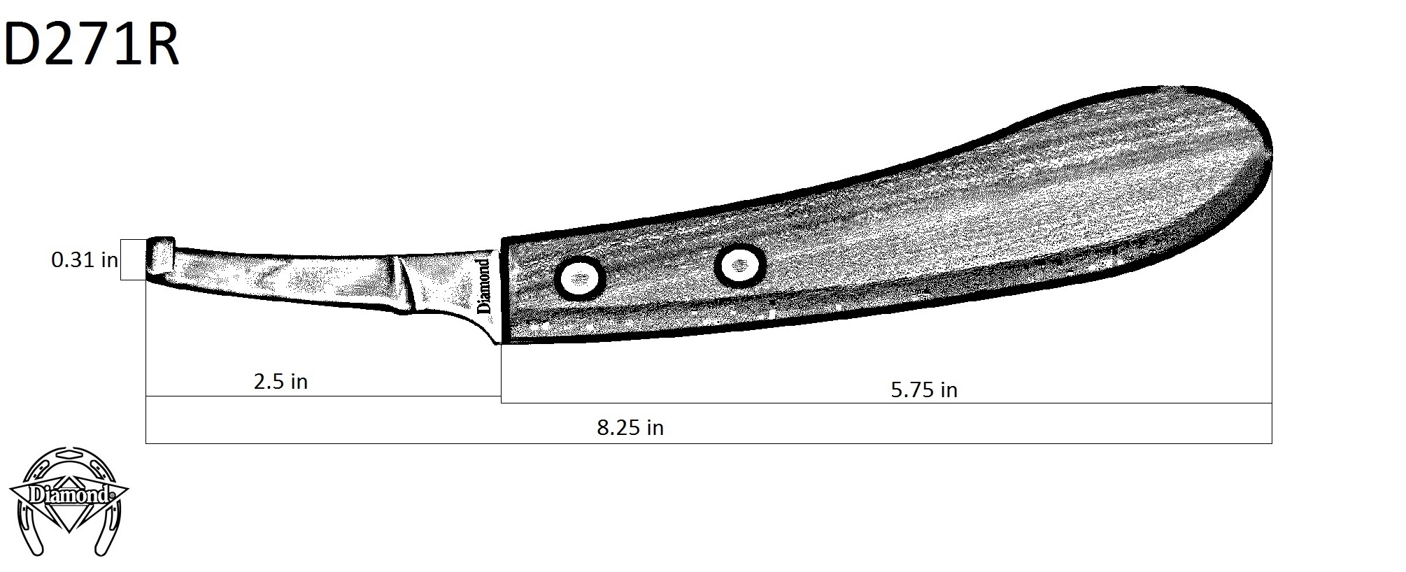 Diamond Right Narrow Blade Hoof Knife