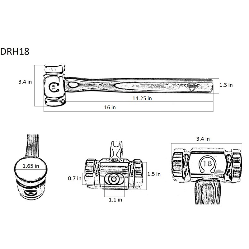 Diamond 1.8lb Rounding Hammer