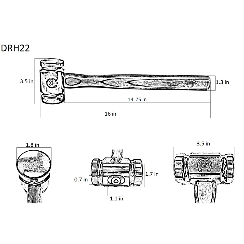 Diamond 2.2lb Rounding Hammer